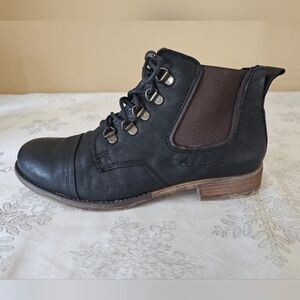 Josef Seibel Black Leather Lace Up Boots SZ 39